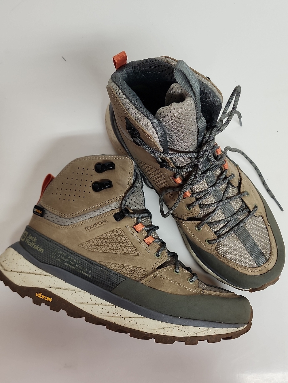Jack Wolfskin Olive, Tan & Gray Hiking Boots Size 8L/6.5M Unisex